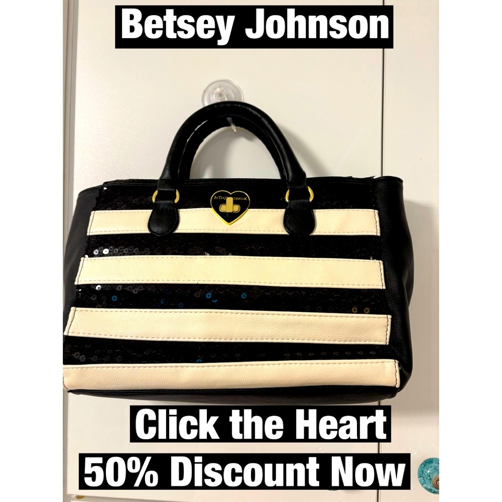 Betsey Johnson Striped Bag with Sequins Medium Sz. New Condition. - Picture 1 of 13